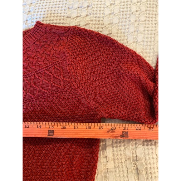 Croft & Barrow Solid Color Burgundy Sweater Fair Isle Style Neckline Sz Medium - Picture 9 of 10